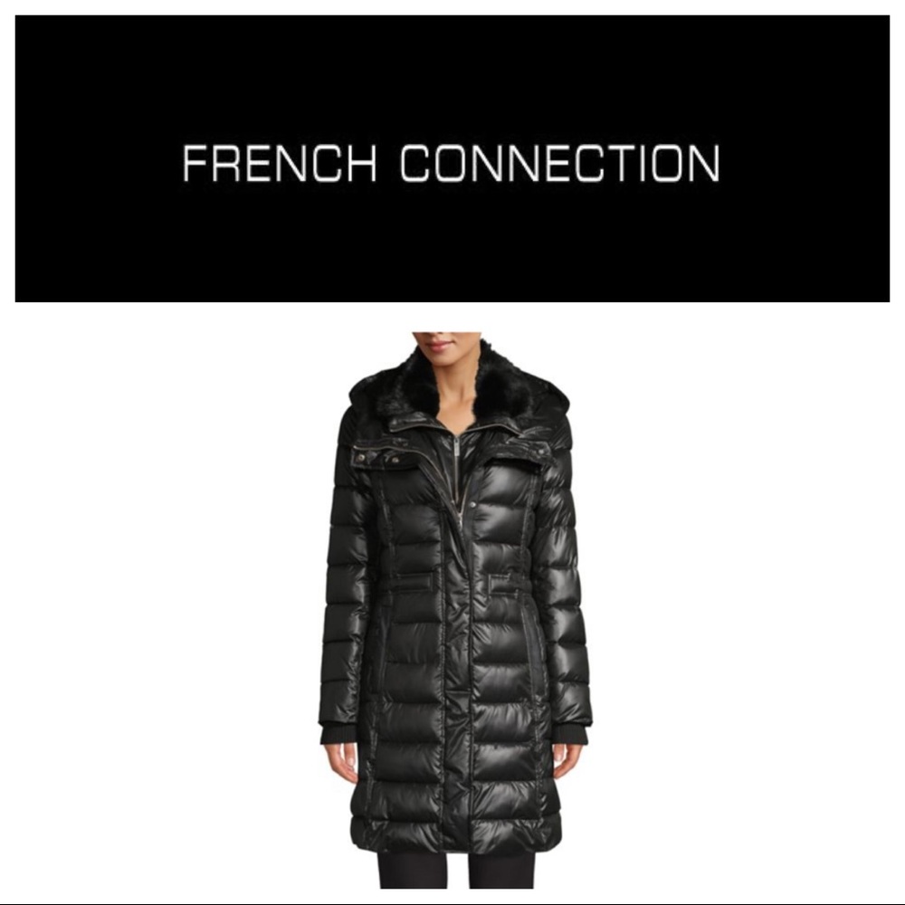 French Connection Faux Fur Hooded Coat Women’s XS